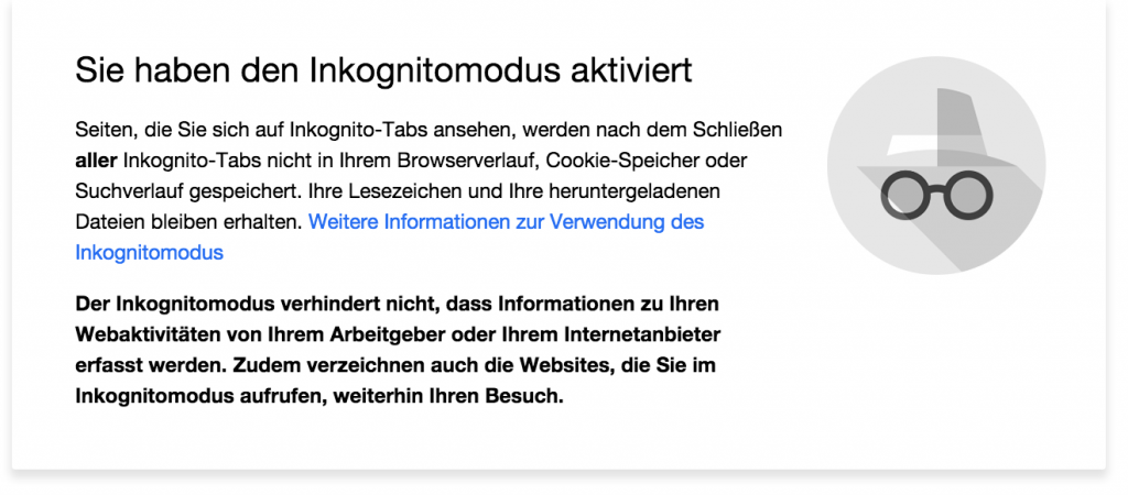 Incognito Modus in Google Chrome